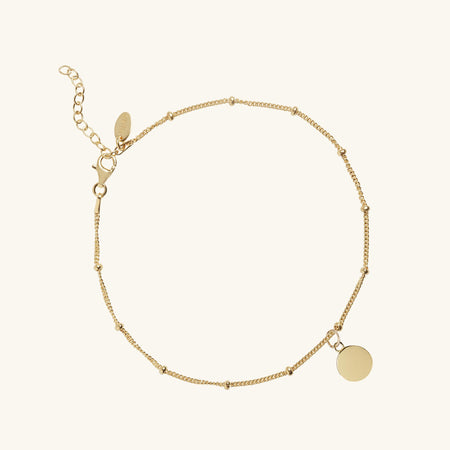 Mini Disc Initial Anklet Gold